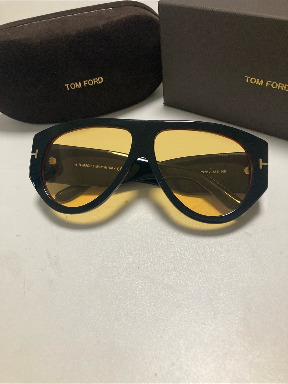 Tom Ford Dark Green Frame Sunglasses with Yellow Lenses